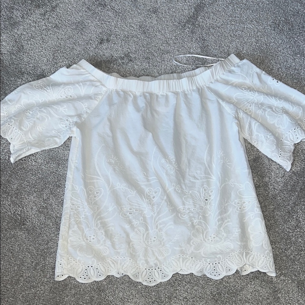 White Off-Shoulder Embroidered Top
